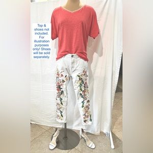 V Christina size 12 beautifully embroidered white jeans. Excellent used cond.